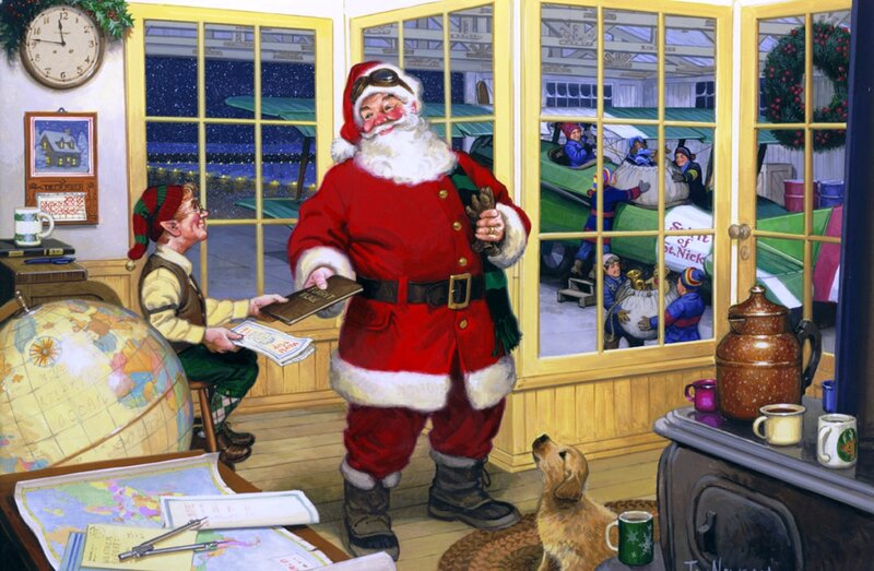 Santa Claus in Workshop — Red, Festive