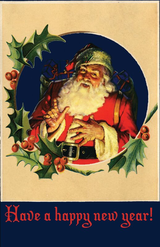 Santa Claus in Wreath — Red