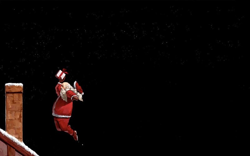 Santa Claus Jumping — Black