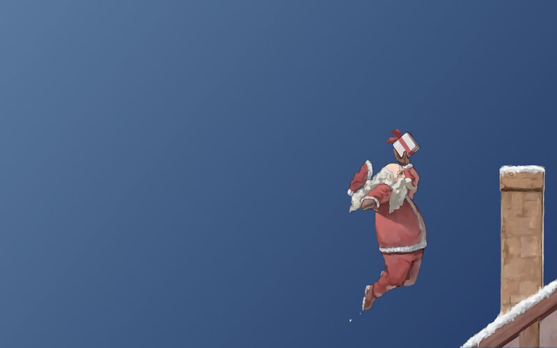 Santa Claus Jumping — Blue