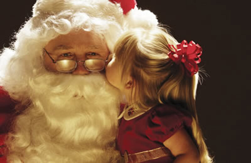 Santa Claus Kissing Girl