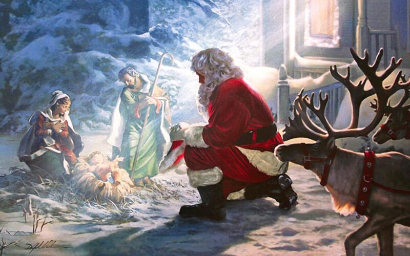 Santa Claus Kneeling — Red