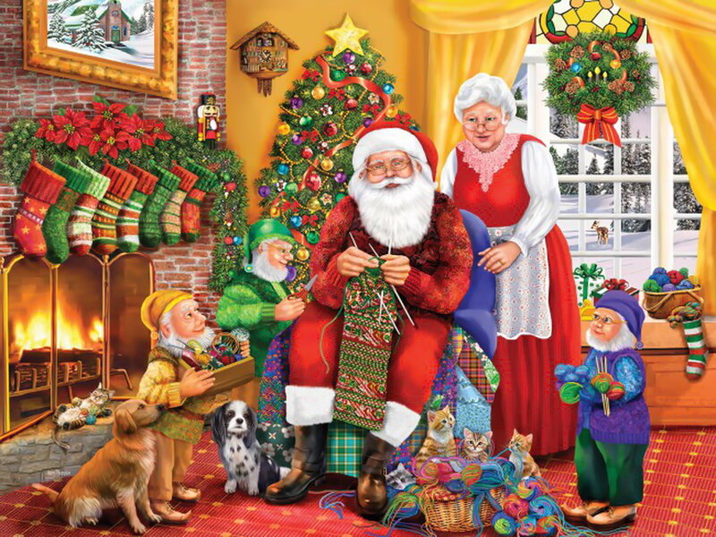Santa Claus Knitting — Red