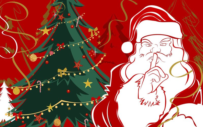 Santa Claus Making Shush Gesture — Red