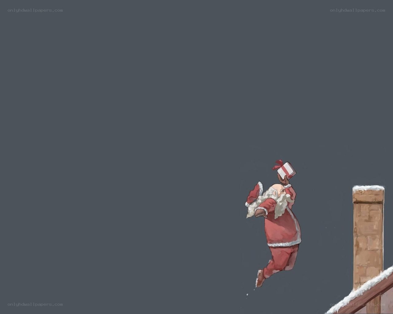 Santa Claus on a rooftop