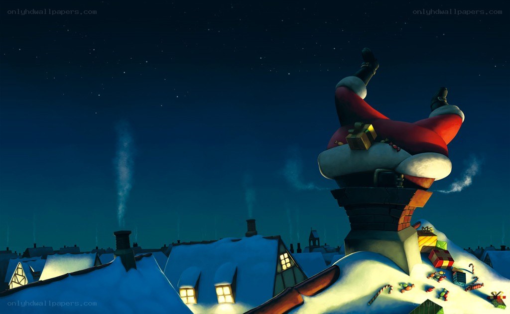 Santa Claus on a rooftop