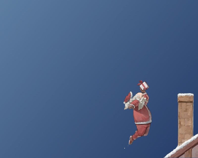 Santa Claus on a rooftop