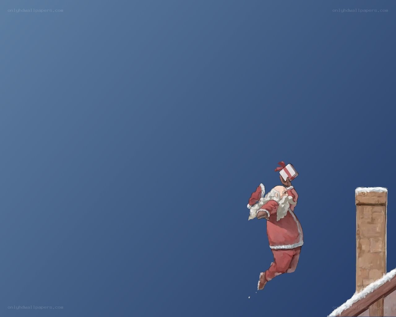 Santa Claus on a rooftop