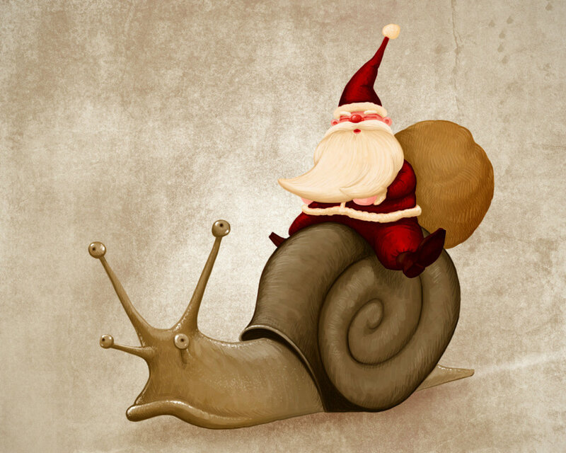 Santa Claus on a Snail