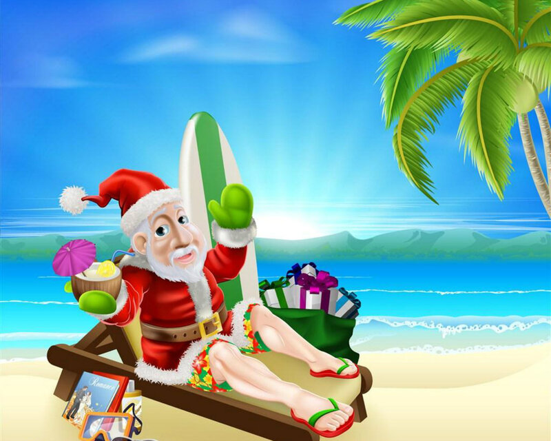 Santa Claus on Beach — Blue, Relaxed