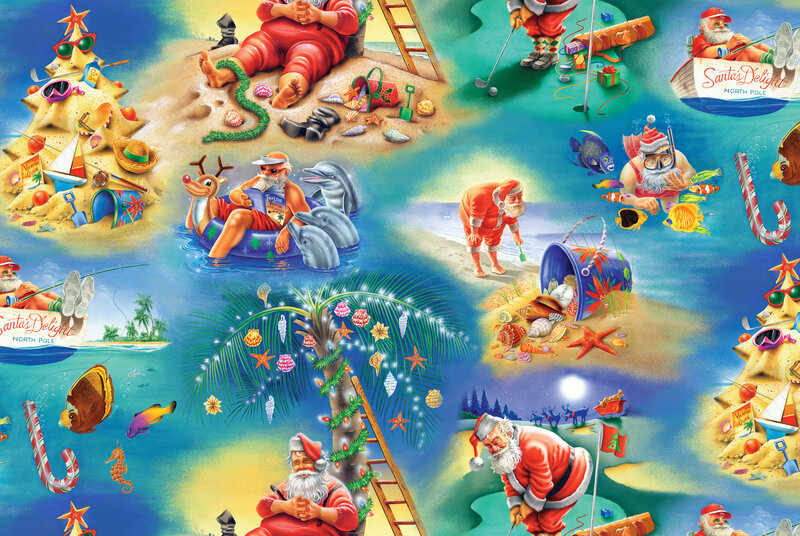 Santa Claus on Beach — Blue