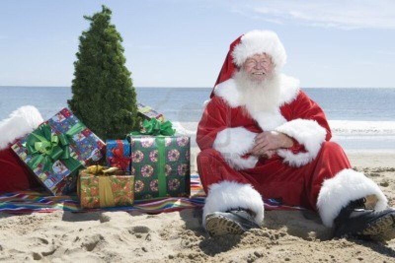Santa Claus on Beach — Red, Festive