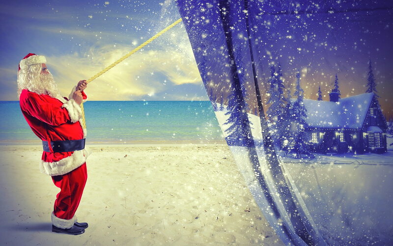 Santa Claus on Beach — Red, Magical