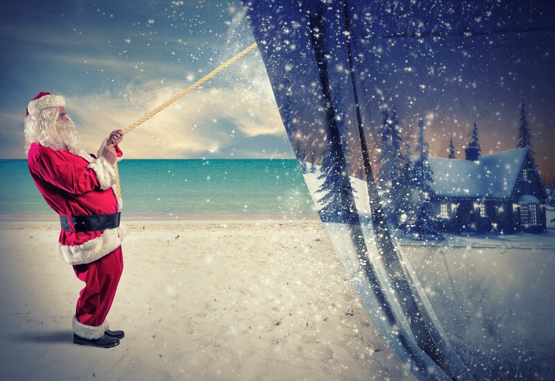 Santa Claus on Beach — Red