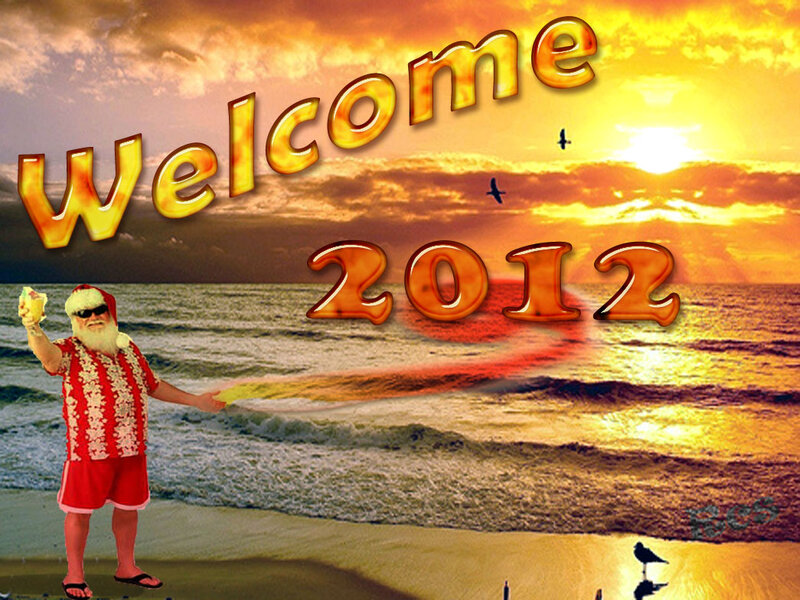 Santa Claus on Beach — Yellow