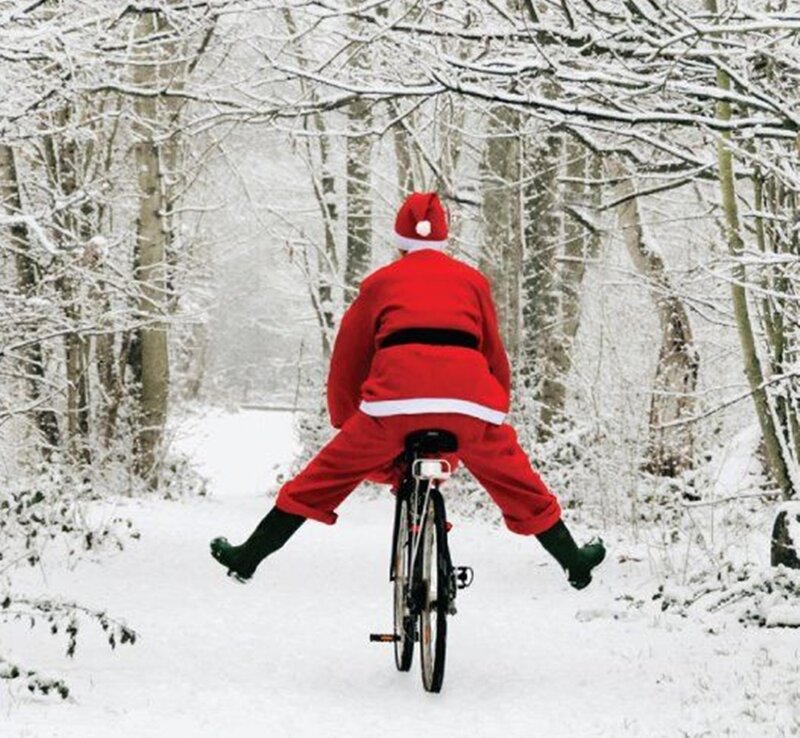 Santa Claus on Bicycle