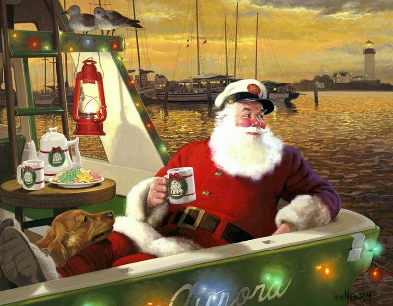 Santa Claus on Boat — Red