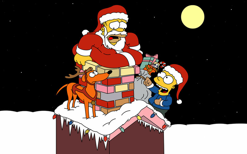 Santa Claus on Chimney — Red, Festive, Night