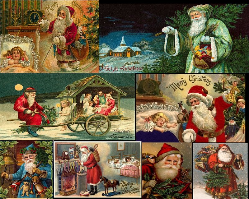 Santa Claus on Christmas Cards — Red
