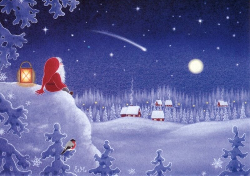 Santa Claus on Hill — Blue