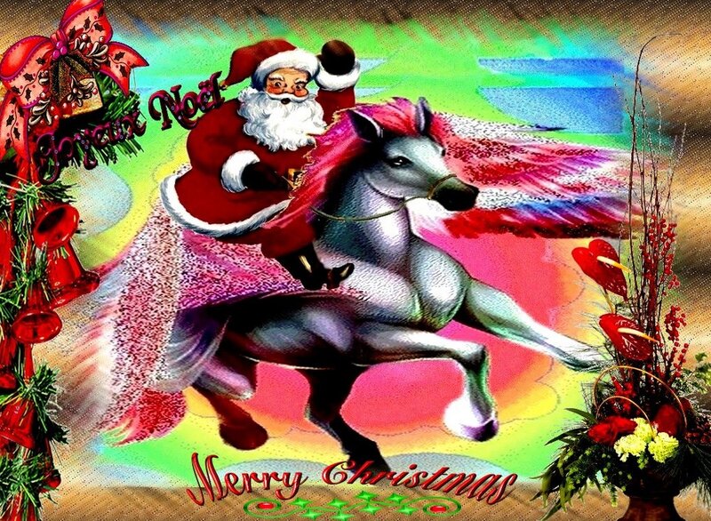 Santa Claus on Horse — Red, Festive