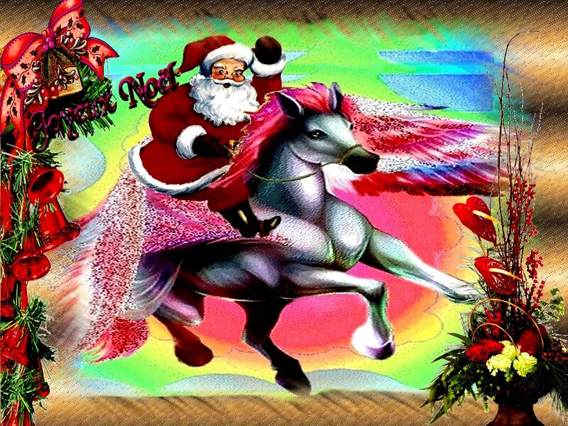 Santa Claus on Horse — Red