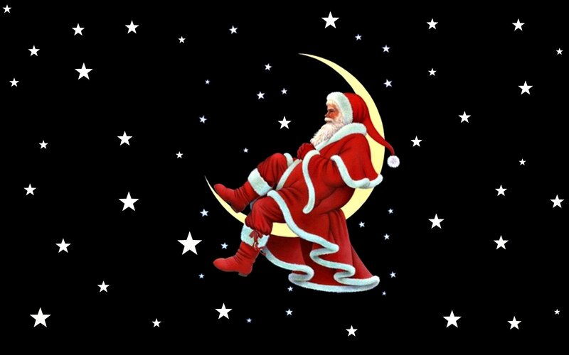 Santa Claus on Moon — Black