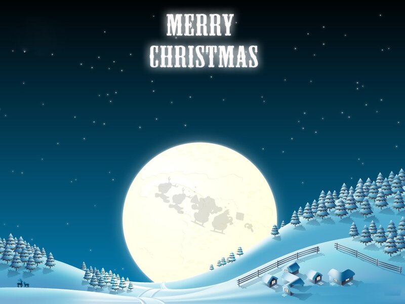 Santa Claus on Moon — Blue, Serene