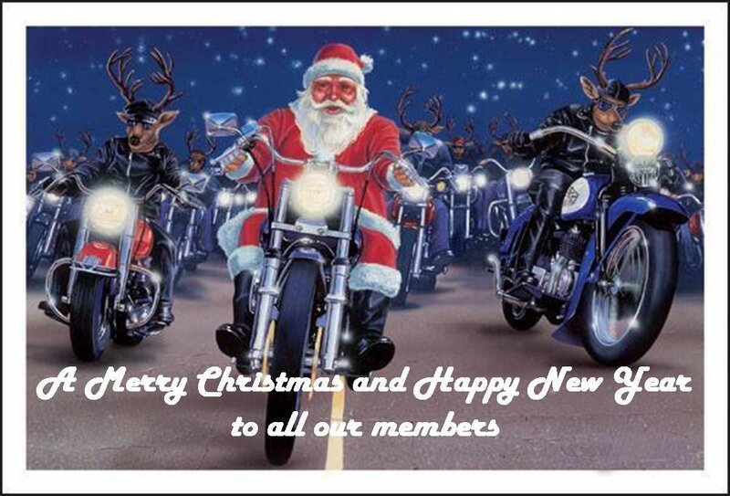 Santa Claus on Motorcycle — Blue, Festive