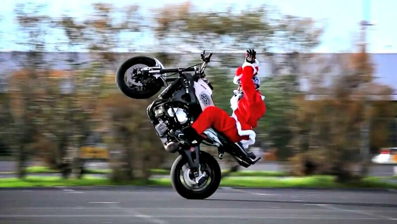Santa Claus on Motorcycle — Red, Dynamic