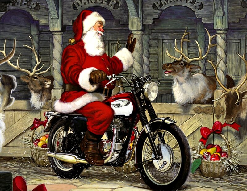 Santa Claus on Motorcycle — Red