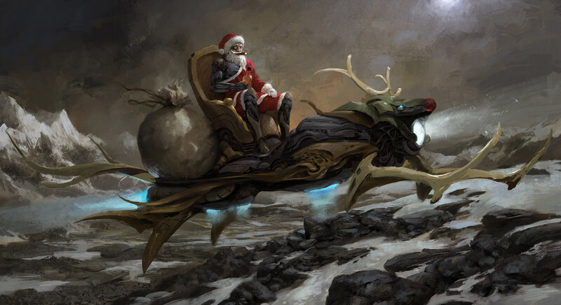 Santa Claus on Reindeer — Brown