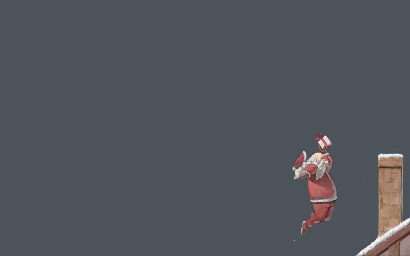 Santa Claus on Rooftop — Gray