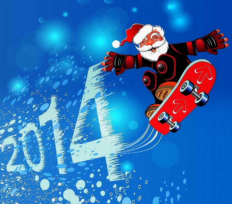 Santa Claus on Skateboard