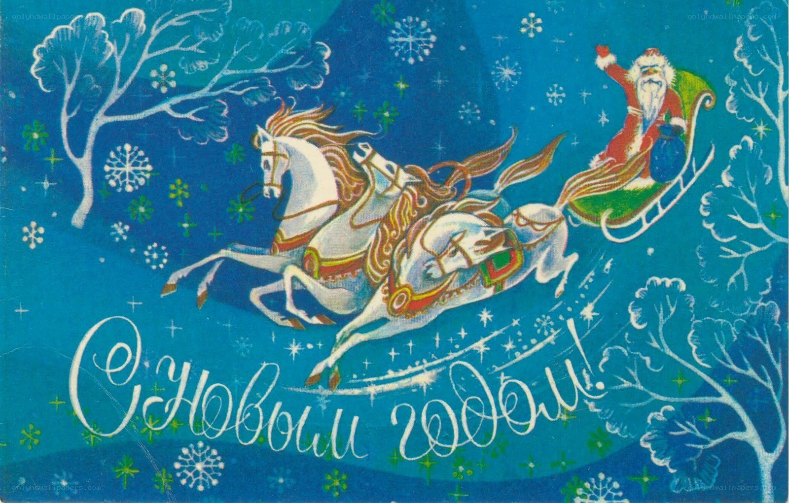 Santa Claus on sleigh