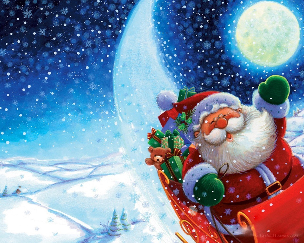 Santa Claus on sleigh
