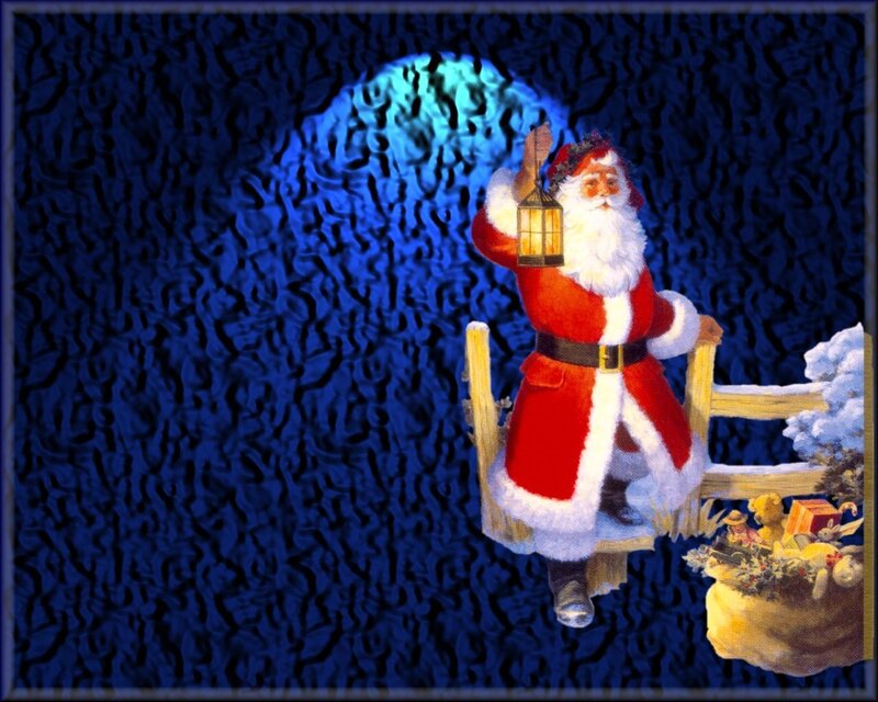 Santa Claus on Sleigh — Blue