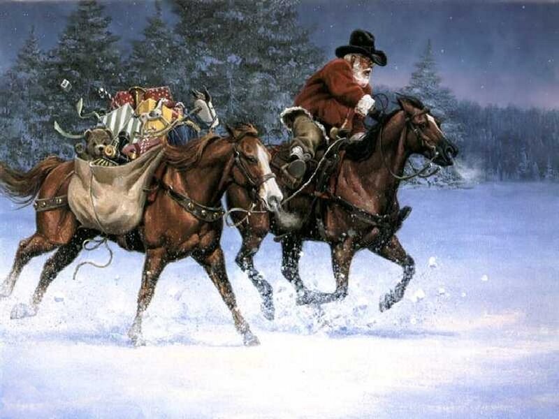 Santa Claus on Sleigh — Brown