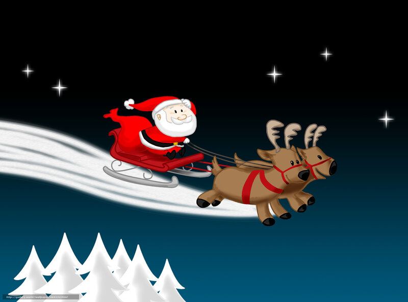 Santa Claus on Sleigh — Red, Festive, Night