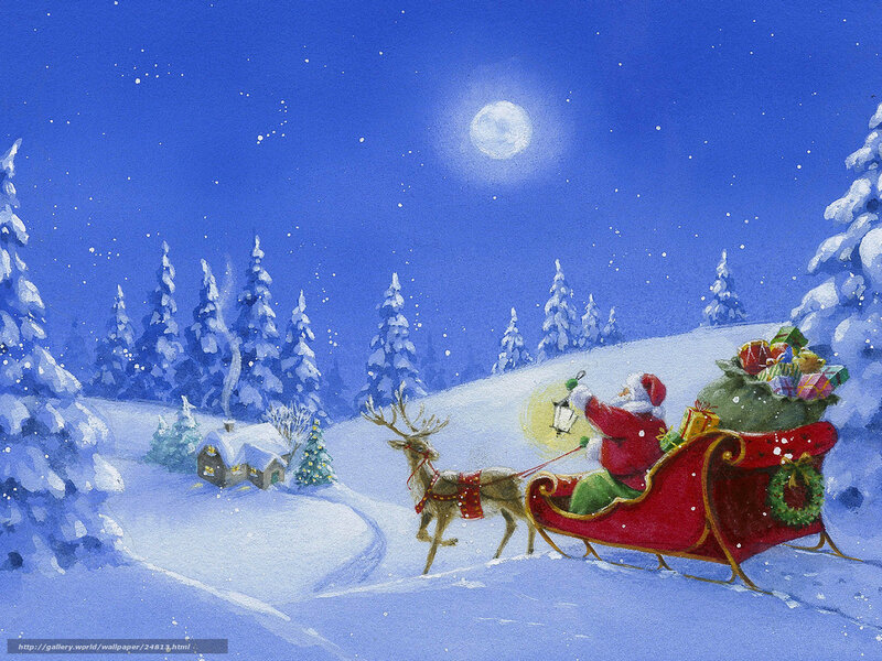 Santa Claus on sleigh ride