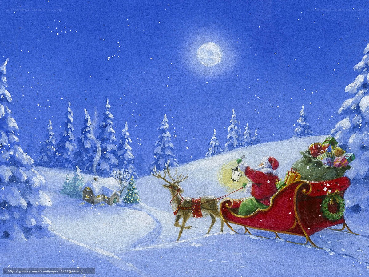 Santa Claus on sleigh ride