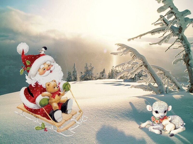 Santa Claus on Sleigh — White
