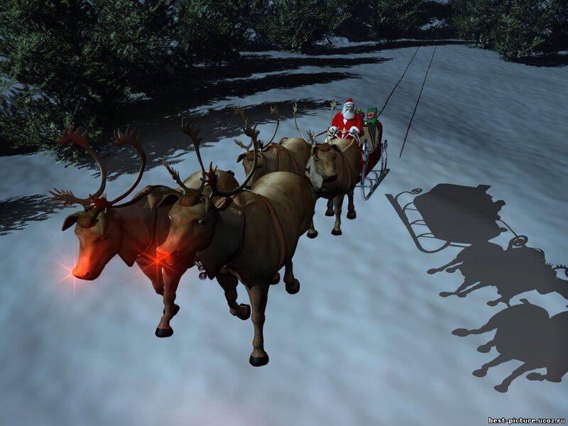 Santa Claus on sleigh with reindeer