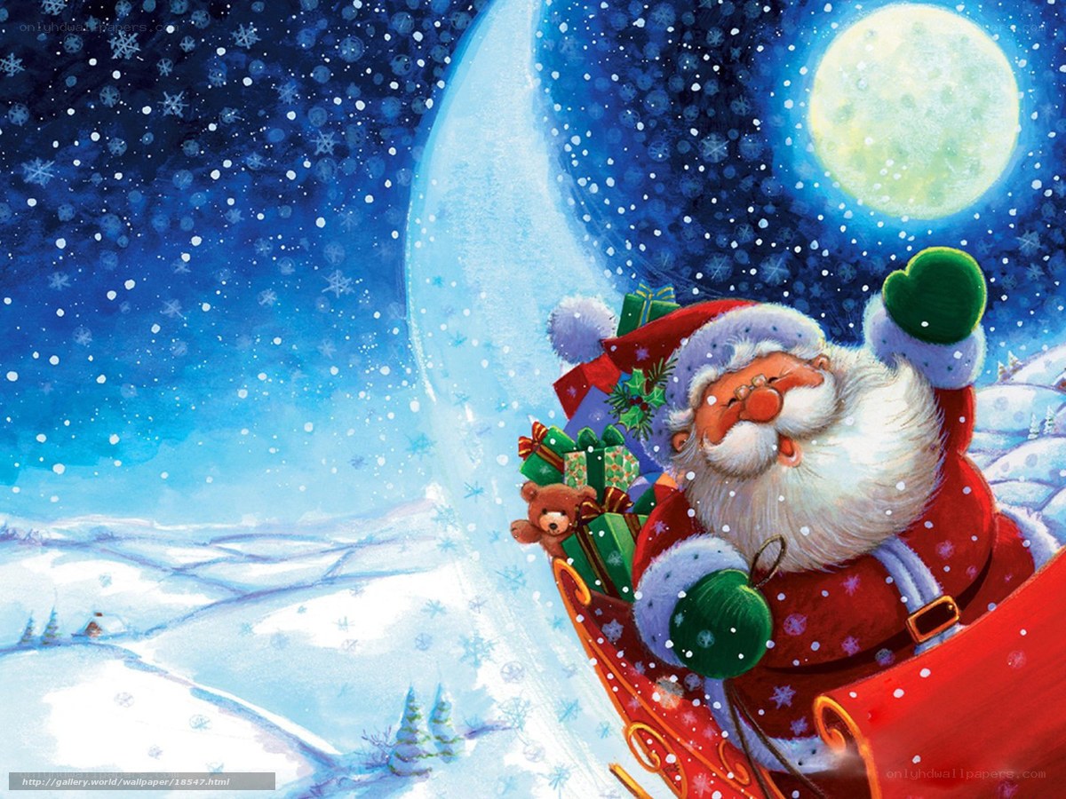 Santa Claus on sleigh