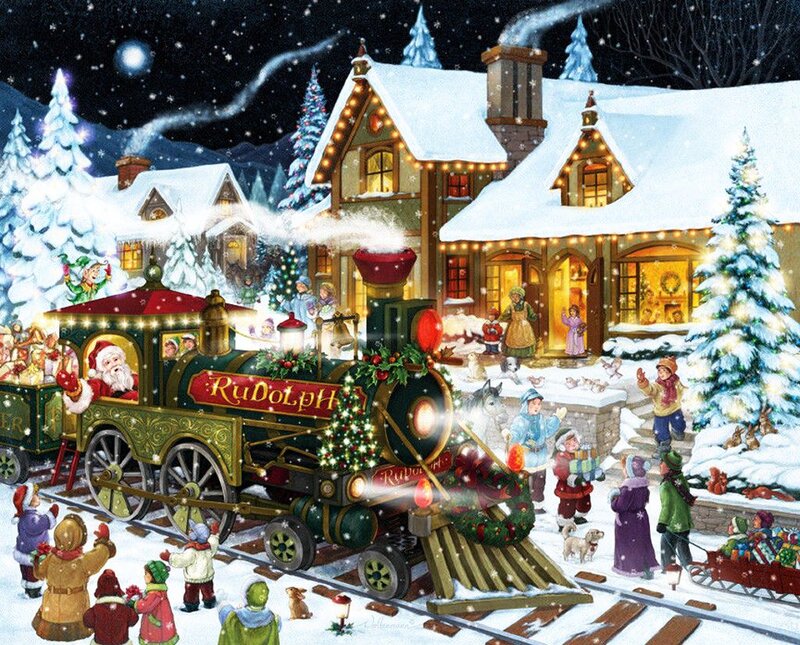 Santa Claus on Train — Green