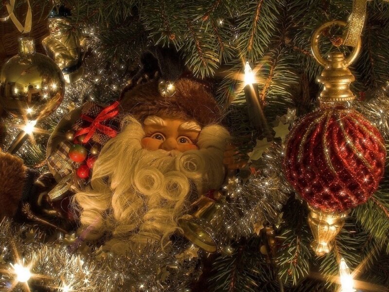 Santa Claus Ornament — Green, Festive