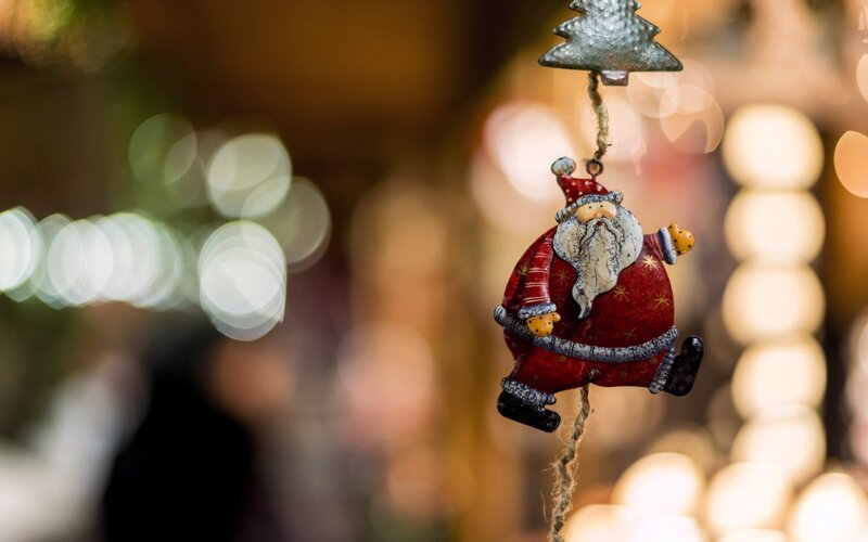 Santa Claus Ornament — Red, Festive, Night