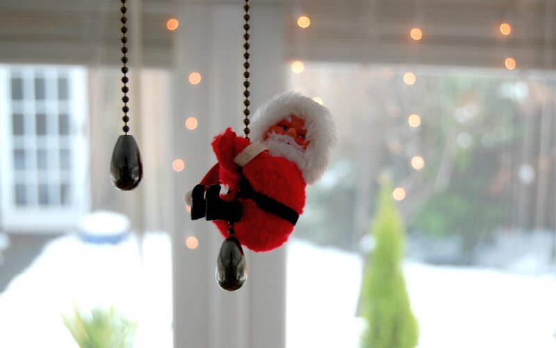 Santa Claus Ornament — Red, Festive, Winter, Photograph, Ceiling Pull Chains