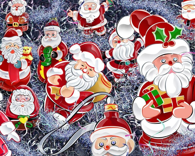 Santa Claus Ornaments — Red, Festive