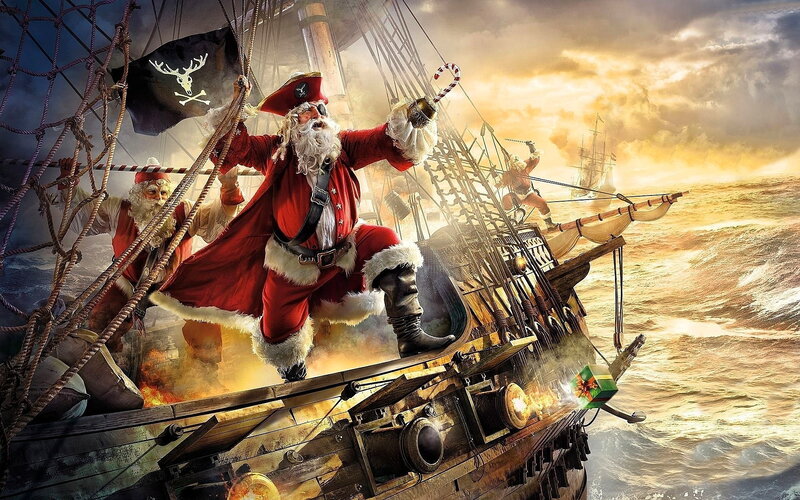 Santa Claus Pirate — Red, Dramatic